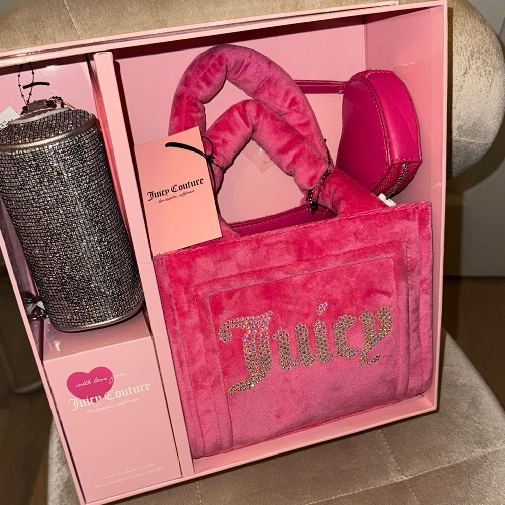 Juicy Couture Pink Plush Tote with Ruffled Handles - Picture 2 of 7
